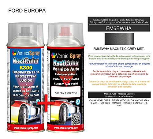 Kit Spray Pintura Coche Aerosol FM6EWHA MAGNETIC GREY MET. - Kit de retoque de pintura carrocería en spray 400 ml producido por VerniciSpray