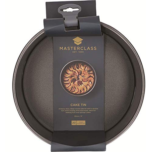 Kitchen Craft Master Class Molde para Tarta Redondo Base Suelta, Acero, Negro, 20 cm