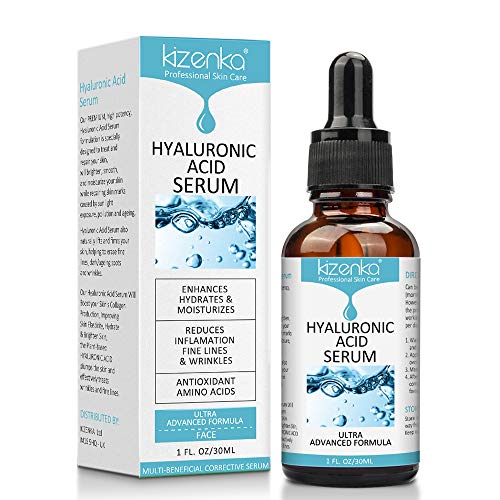 kizenka Suero de ácido hialurónico para la piel, suero antiarrugas antiarrugas, hidrata y suaviza las arrugas profundas, líneas finas, manchas oscuras y cicatrices de acné, hacerte joven 30 ml