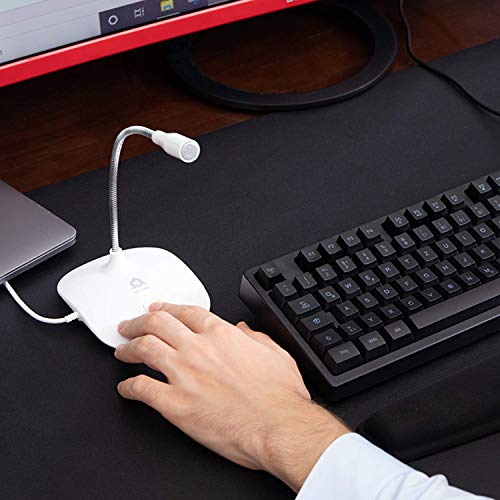 KLIM™ Talk - Micrófono USB para PC y Mac + Amplia compatibilidad y fácil de Usar + con botón de Silencio + Micrófono de grabación Profesional de Alta definición - Nueva VERSIÓN 2020 - Blanco