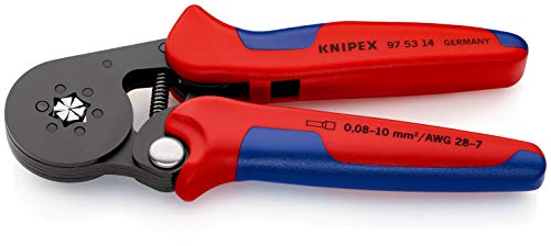 KNIPEX 97 53 14 Alicate autoajustable para entallar punteras de acceso lateral bruñido con fundas en dos componentes 180 mm