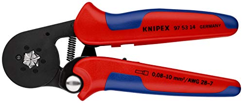 KNIPEX 97 53 14 Alicate autoajustable para entallar punteras de acceso lateral bruñido con fundas en dos componentes 180 mm