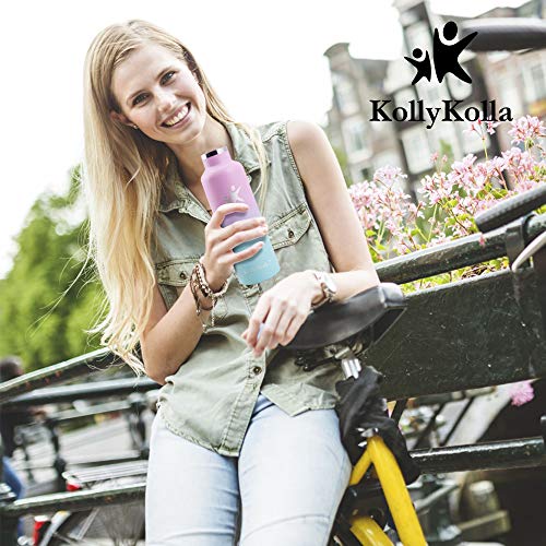 KollyKolla Botella de Agua Acero Inoxidable, Termo Sin BPA Ecológica Reutilizable, Botella Termica con Pajita y Filtro, Water Bottle para Niños & Adultos, Deporte, Oficina, Yoga, (500ml Rosado)