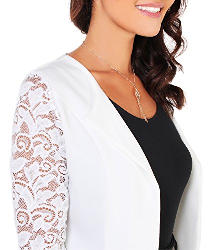 KRISP Bolero Mujer Fiesta Tallas Grandes Torera Chaqueta Corta Boda Elegante Noche Vestir Manga, (Crema (9330), ML), 9330-CRM-ML