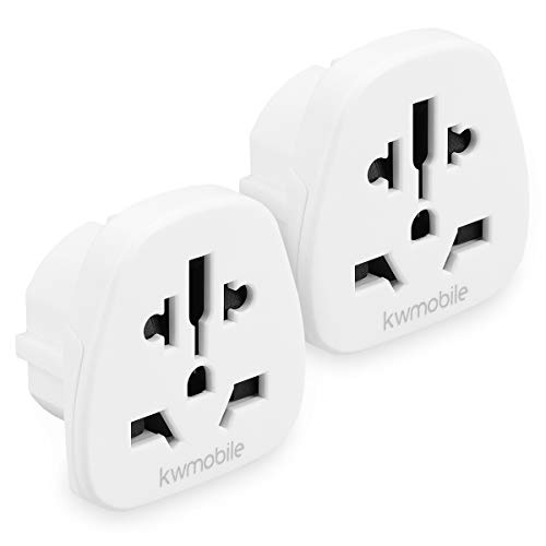 kwmobile Enchufe Adaptador UK-EU - 2 Adaptadores de Viaje con Entrada del Reino Unido a Enchufe Europeo - Set de adaptadores para Viajes en Blanco