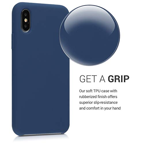 kwmobile Funda Compatible con Apple iPhone XS - Carcasa de TPU para móvil - Cover Trasero en Azul Marino