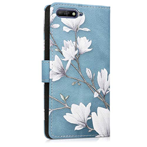 kwmobile Funda Compatible con Huawei Y6 (2018) - Carcasa de Cuero sintético Magnolias - con Tarjetero