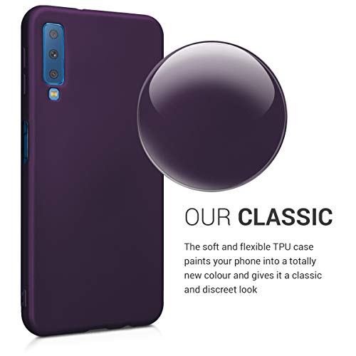 kwmobile Funda Compatible con Samsung Galaxy A7 (2018) - Carcasa móvil de Silicona - Protector Trasero en Frambuesa metálico