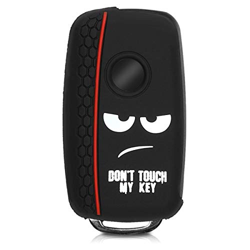 kwmobile Funda Compatible con VW Skoda Seat Llave de Coche de 3 Botones - Carcasa Protectora Suave de Silicona - Don't Touch my Key