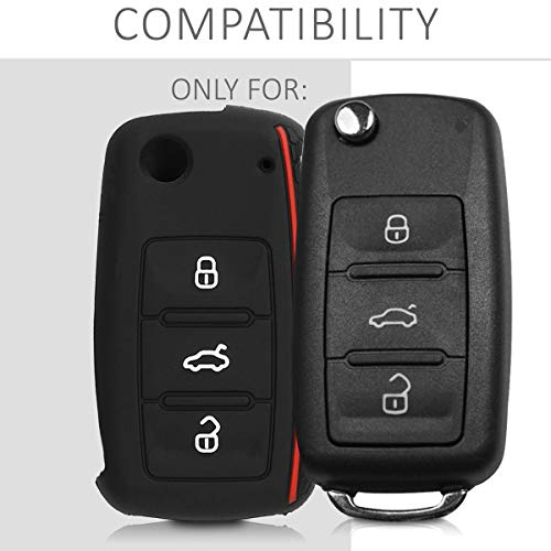 kwmobile Funda Compatible con VW Skoda Seat Llave de Coche de 3 Botones - Carcasa Protectora Suave de Silicona - Don't Touch my Key