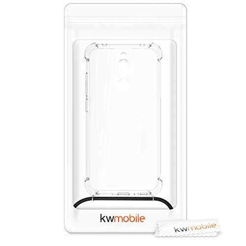 kwmobile Funda con Cuerda Compatible con Xiaomi Redmi 8 - Carcasa Transparente de TPU con Cuerda para Colgar en el Cuello