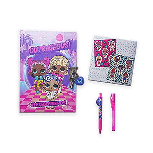 L O L Surprise ! Diario Secreto para Niña, Muñecas LOL Libretas Bonitas con Candado y Llaves, Set con Bolígrafo Mágico Tinta Invisible y Pegatinas, Regalos Originales para Niñas o Niños