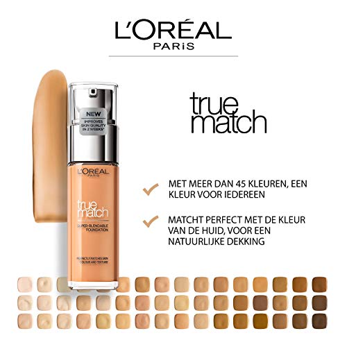 L 'Oréal Paris Foundation Perfect Match, base de maquillaje; Fusión Perfecta con el tono de piel y Humedad 24 h.