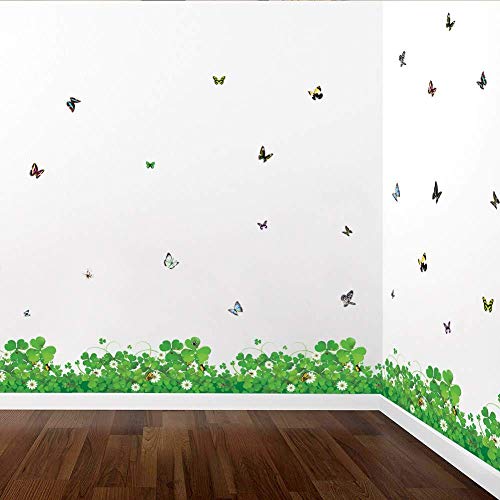 La Más Nueva Línea De Zócalo De Trébol Fresco Romántico Butterfly Flora Diy Home Decal Etiqueta De La Pared Extraíble Cocina Sala De Estar Arte Mural