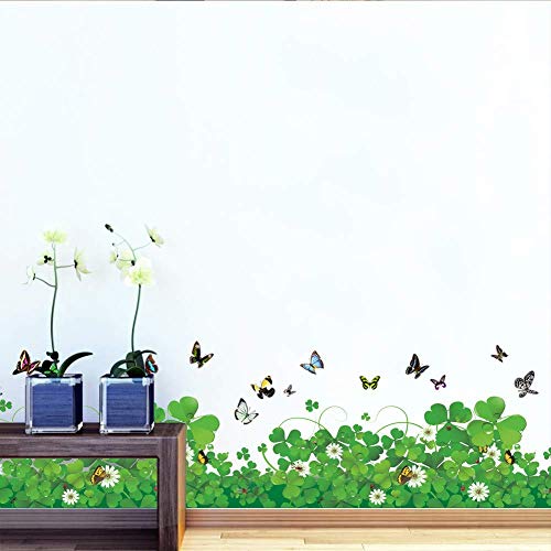 La Más Nueva Línea De Zócalo De Trébol Fresco Romántico Butterfly Flora Diy Home Decal Etiqueta De La Pared Extraíble Cocina Sala De Estar Arte Mural