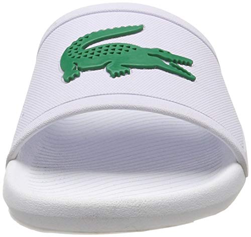 Lacoste Croco Slide 119 1 CMA, Sandalias de Punta Descubierta para Hombre, Blanco (White/Green), 40.5 EU