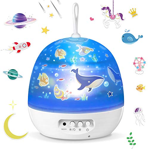 Lámpara Proyector，Iluminación Romántica con Rotación 360 Grados de Estrellas y Cosmos，Lámpara Infantil con Control de Temporizador, USB & Pilas y 8 Modos para Niños, Novia, Cumpleaños y Fiesta