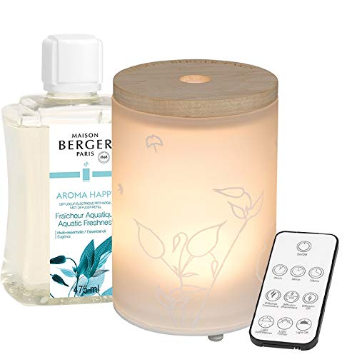 Lampe Berger Aroma Happy - Difusor eléctrico (Cristal, Satinado, 475 ml), Color Blanco