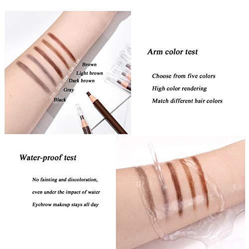 Lápiz de cejas impermeable waterproof eyebrow profesional Cable de extracción Peel-off Definición de fórmula no pegajosa para un maquillaje perfecto Acabado 5 colores