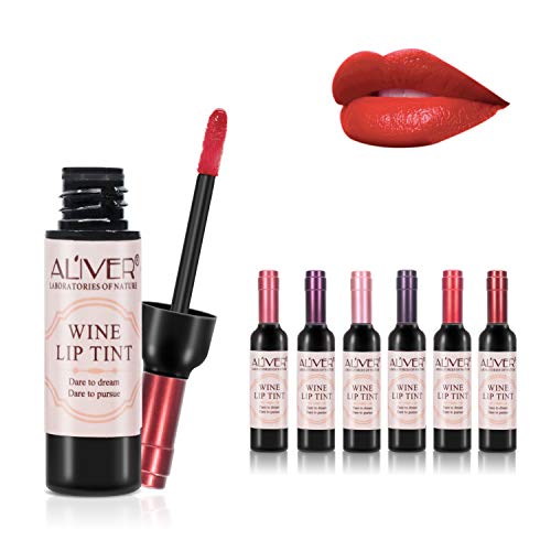 Lápiz labial líquido de 6 colores vino, Lady Long Lasting Make Up Mate Brillo de labios, Impermeable, Brillo, Tinte de labios Las mejores ideas de regalos de Navidad para novias, Mujeres, Mamá