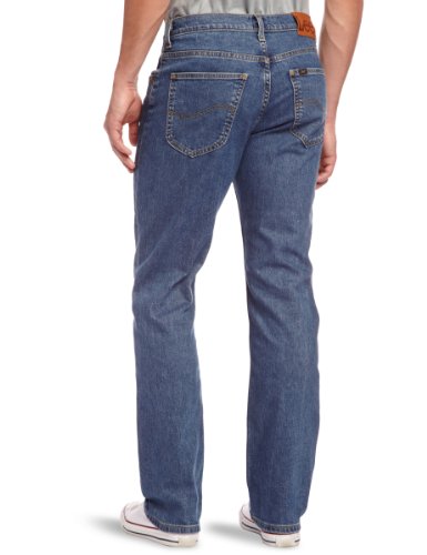 Lee Brooklyn Straight, Vaqueros para Hombre, Azul (Mid Stonewash), W38/L34