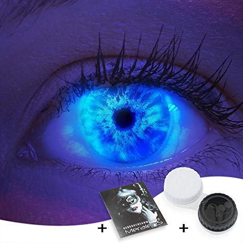 Lentillas de color azul Ice Blue 1 par. Para Halloween Carnaval, gratis estuche de lentillas sin graduación