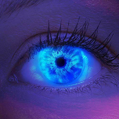 Lentillas de color azul Ice Blue 1 par. Para Halloween Carnaval, gratis estuche de lentillas sin graduación