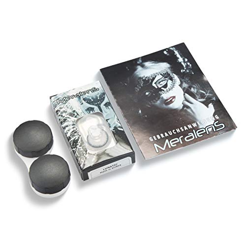 Lentillas de color blanco negro Vampiro con borde negro 1 par. Para Halloween Carnaval, carnaval de Halloween gratis estuche de lentillas sin graduación