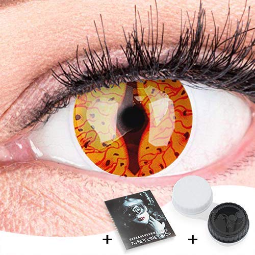 Lentillas de color Marrón Amarillo Dragon 1 par. Para Halloween Carnaval, cosplay de anime, gratis estuche de lentillas sin graduación