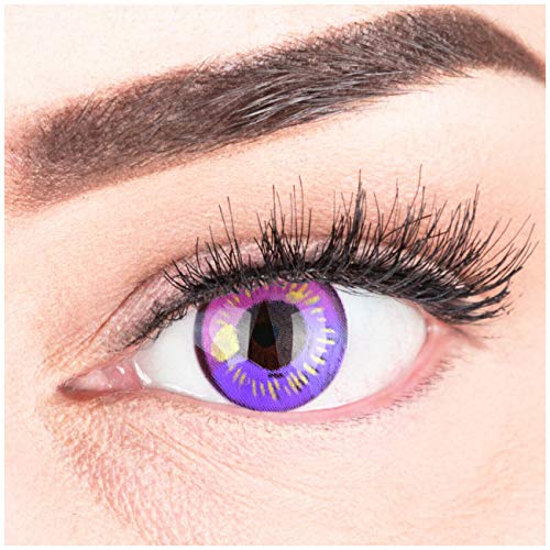 Lentillas de color violeta Anime Violet 1 par. Para Halloween Carnaval, cosplay de anime, gratis estuche de lentillas sin graduación