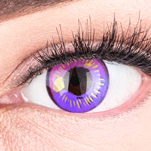 Lentillas de color violeta Anime Violet 1 par. Para Halloween Carnaval, cosplay de anime, gratis estuche de lentillas sin graduación