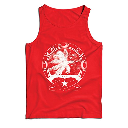 lepni.me Camisetas de Tirantes para Hombre Club de Verano - Surf - Ropa de Surf - Beach Resort Wear, Summer Vacation Outfits (X-Large Rojo Multicolor)