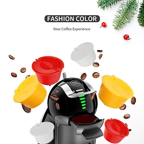 Letilio Filtros Cápsulas de Café Multicolor Rellenar reutilizar para Dolce Gusto Cafetera Fuerte al Menos 160 Veces de usos para reemplazo,3 pcs con 1 cucharóny 1 Cepillo de Limpieza