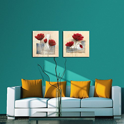 Lienzos enmarcados Wieco Art, de giclée, diseño floral de arte abstracto, decoración para el hogar (2 unidades)