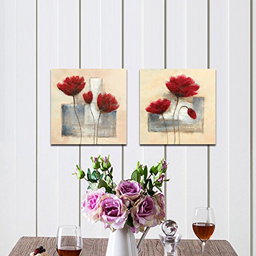 Lienzos enmarcados Wieco Art, de giclée, diseño floral de arte abstracto, decoración para el hogar (2 unidades)