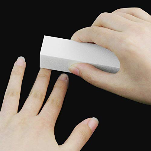 Lima de uñas cuadrada con esponja para pulir bloque de lijado para manicura, 10 unidades, color blanco