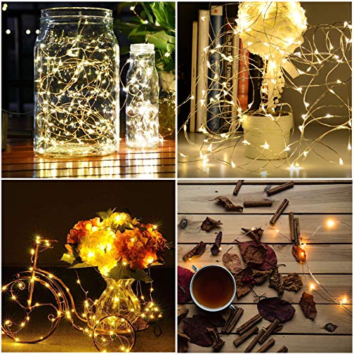 Litogo Guirnalda Luces Pilas, Luces LED Pilas [2 Pack], LED luces decorativas habitacion 10m 100 LED Luces de Cadena Micro con Función de Temporizador para Decoración Interior Bodas Fiesta de Navidad