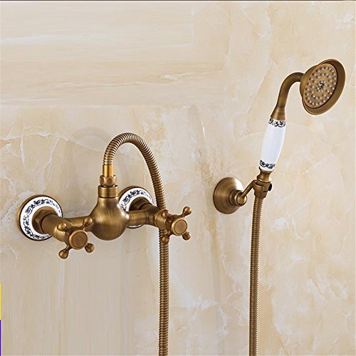 Lleno De Cobre Europea Antiguo Shower Shower Suit Retro Caliente Y Frío Simple Teléfono Grifo De Baño De Ducha Set , 2