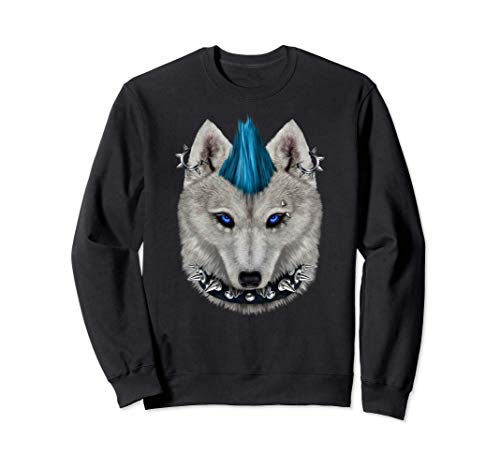 Lobo ártico punk rock con mohawk y maquillaje heavy metal Sudadera