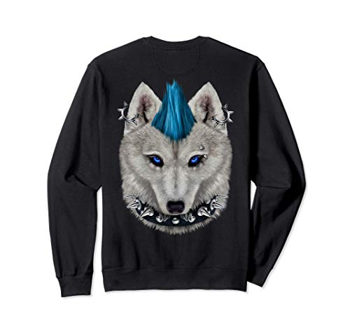 Lobo ártico punk rock con mohawk y maquillaje heavy metal Sudadera