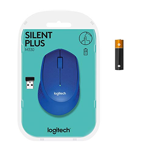 Logitech M330 Silent Plus Ratón Inalámbrico, 2.4 GHz con Nano-Receptor USB, Seguimiento 1000 DPI, 3 Botones, Batería 24 Meses, Compatible con PC/ Mac/Portátil, Azul