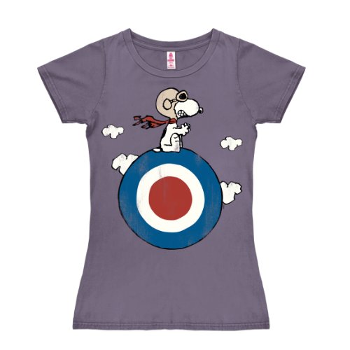 Logoshirt Camiseta para Mujer Snoopy - El Blanco - Peanuts - Snoopy - Target - de Color - Lavanda - Diseño Original con Licencia, Talla M