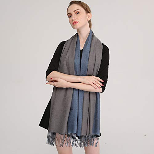 Longwu Cashmere Wrap Shole Chal para Mujer Invierno Extra Grande (79"X 28") Hombres Pañuelo de Pashmina Sólido de Lana de Cordero-14#