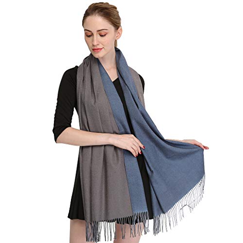 Longwu Cashmere Wrap Shole Chal para Mujer Invierno Extra Grande (79"X 28") Hombres Pañuelo de Pashmina Sólido de Lana de Cordero-14#