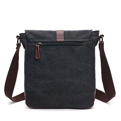 LOSMILE Hombres Lona Bolso de Bandolera La Bolsa de Mensajero Bolsa de Lona Bolsa de Hombro Messenger Bag. (M, Negro)