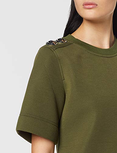 Love Moschino Logo Buttons_Jersey Short Sleeve Dress Vestido, (Green+Black 4007), 42 (Talla del Fabricante: 44) para Mujer