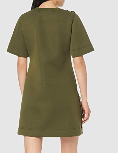 Love Moschino Logo Buttons_Jersey Short Sleeve Dress Vestido, (Green+Black 4007), 42 (Talla del Fabricante: 44) para Mujer