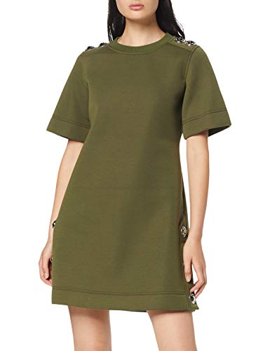 Love Moschino Logo Buttons_Jersey Short Sleeve Dress Vestido, (Green+Black 4007), 42 (Talla del Fabricante: 44) para Mujer