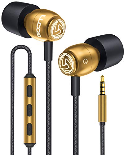 LUDOS Clamor Auriculares con Micrófono y Cable, Cascos Espuma de Memoria, Cable Reforzado, Graves y Control de Volumen Earphones para Mi, Xiaomi, iPhone, Samsung, Huawei, Ordenador, Portátil, PC