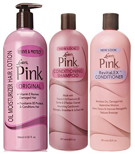 Luster's Pink SET - Champú acondicionador y RevitaLexConditioner 591ml cada uno + Lusters Original Oil Hidratante Loción capilar para cabello medio y liso 946 mlrs